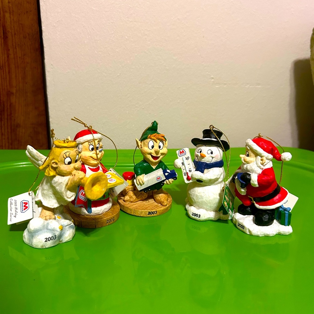 NWT Marathon Gas Christmas Hanging Ornaments 2003 Series 3. Set of 5 ornaments